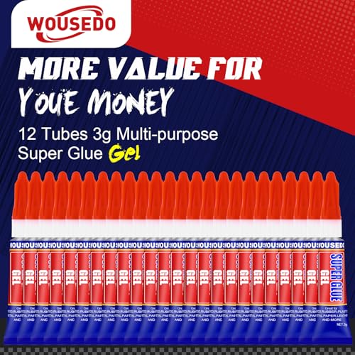 WOUSEDO 12 x 3g Super Glue Gel, Fast Strong Adhesive, Strong Cyanoacrylate (CA) Glue for Plastic, Metal, Ceramic, Leather, Wood, DIY Crafts and More – Quick Dry, Thick Formula, All-Purpose Instant Bond - Image 5