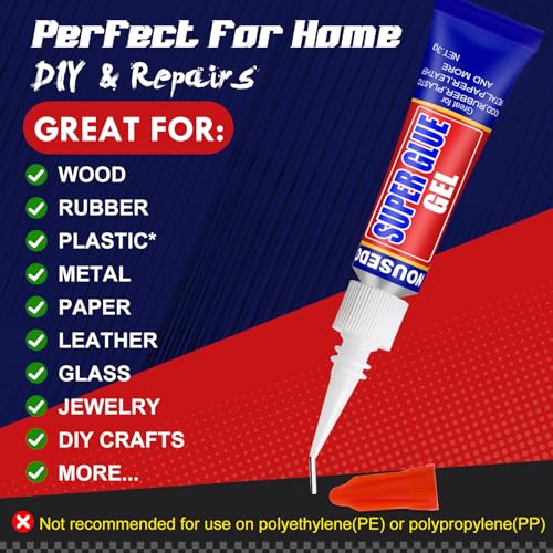 WOUSEDO 12 x 3g Super Glue Gel, Fast Strong Adhesive, Strong Cyanoacrylate (CA) Glue for Plastic, Metal, Ceramic, Leather, Wood, DIY Crafts and More – Quick Dry, Thick Formula, All-Purpose Instant Bond - Image 3