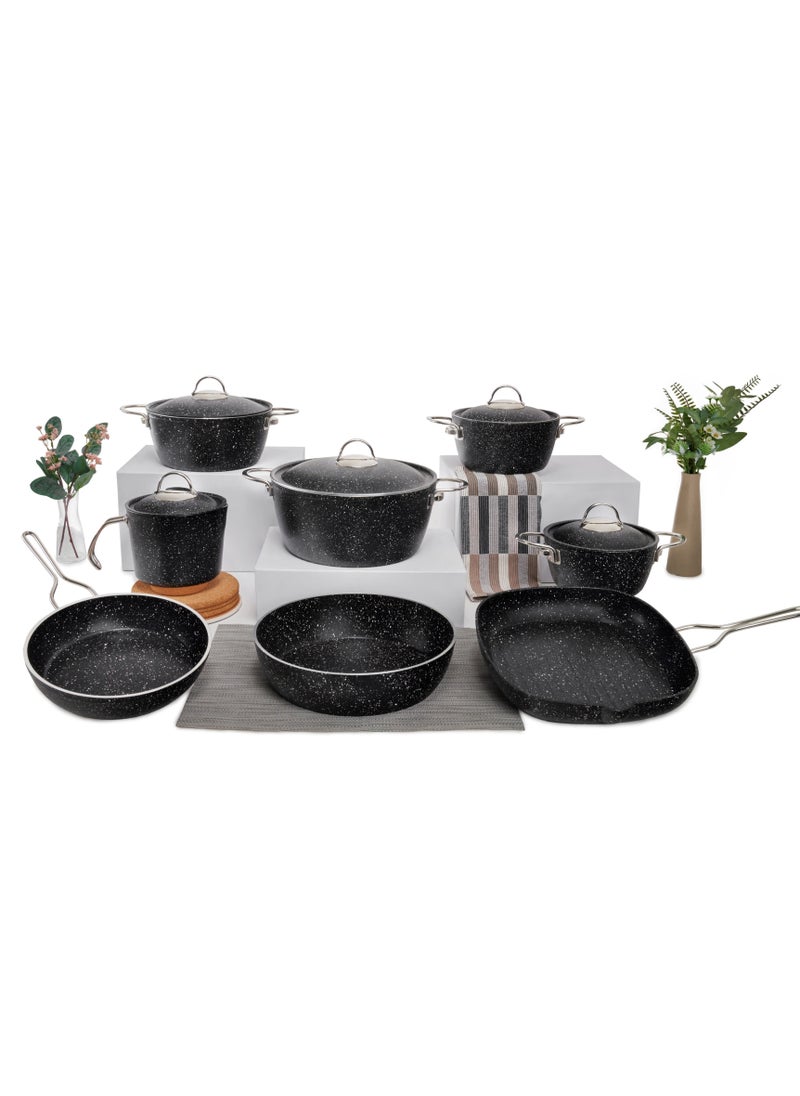 NOUVAL - Vision Set Of 18 Pots 18.20.24.28 + Grill 28 + Labneh 16 + Frying Pan 26 + Round Tray 28 Distribution Set 5 Piece - Image 1