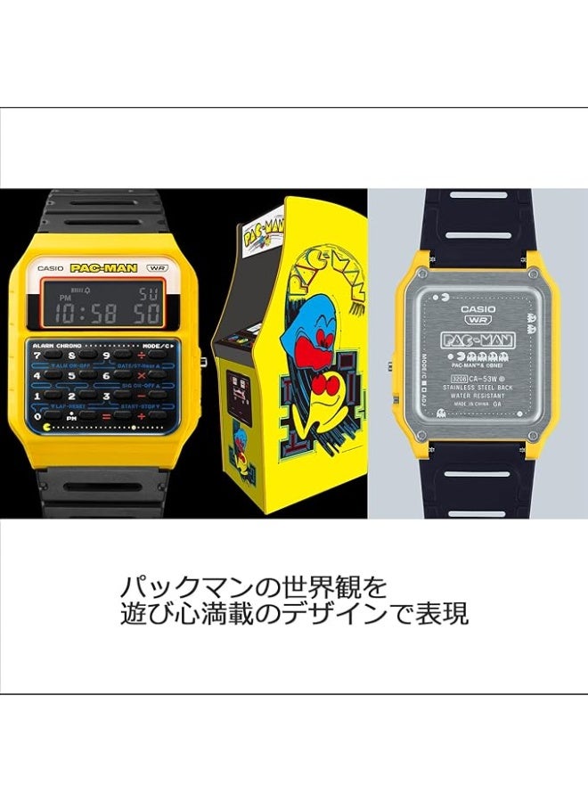 كاسيو ساعة رقمية بسوار من الراتنج بتصميم آلة حاسبة مستوحاة من لعبة باك مان، موديل CA-53WPC-1B - Image 2