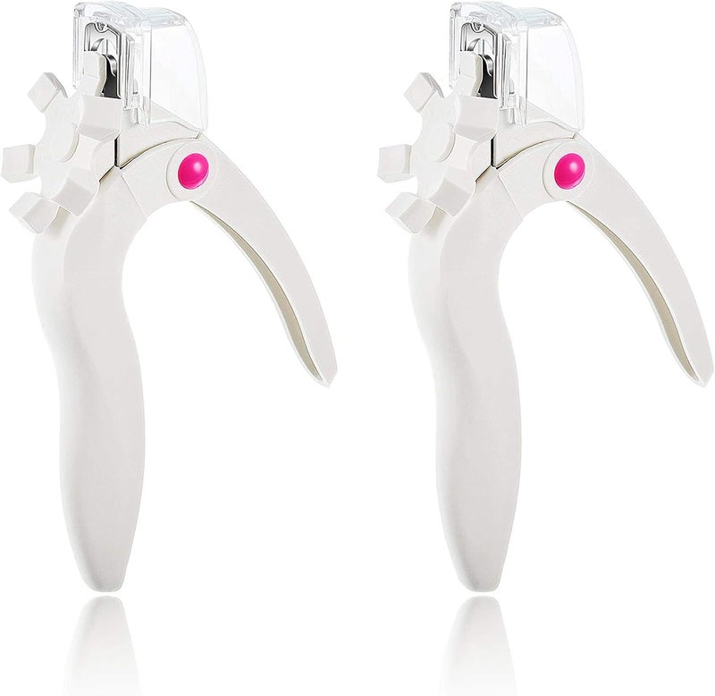 KASTWAVE 2Pcs Acrylic Nail Clipper Stainless Steel Nail Tip Cutter Gel False Nail Trimmer Fake Nail Clipper Adjustable Nail Cuticle Edge Trimmer Nail Art Manicure Tools (White) - Image 1