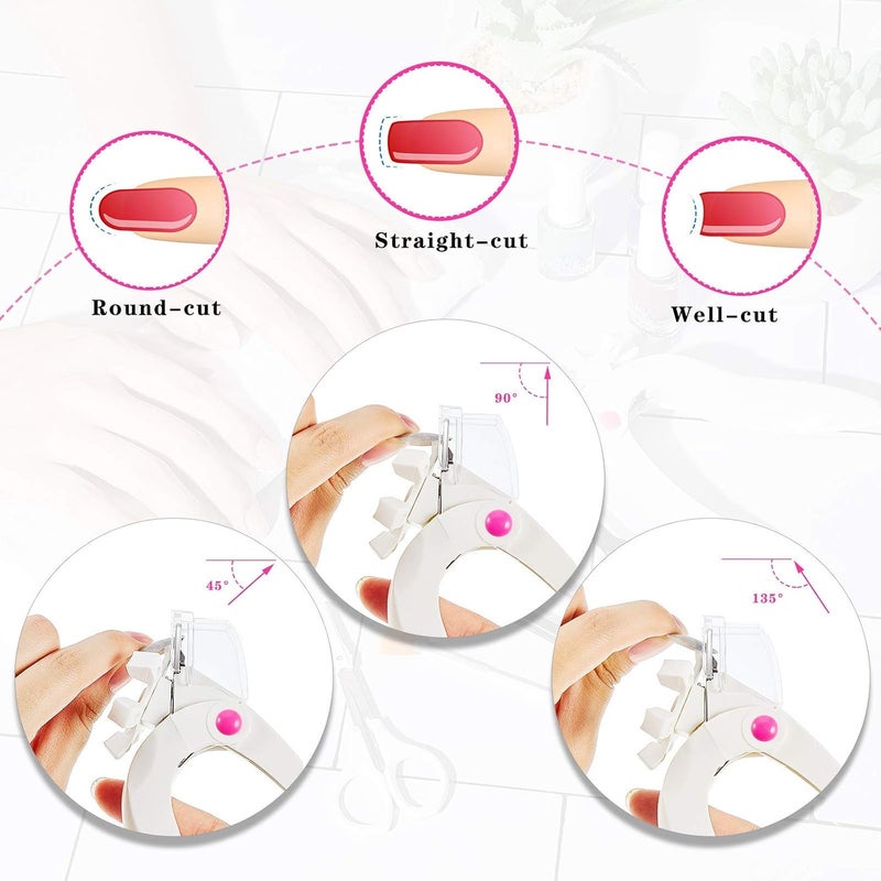 KASTWAVE 2Pcs Acrylic Nail Clipper Stainless Steel Nail Tip Cutter Gel False Nail Trimmer Fake Nail Clipper Adjustable Nail Cuticle Edge Trimmer Nail Art Manicure Tools (White) - Image 3