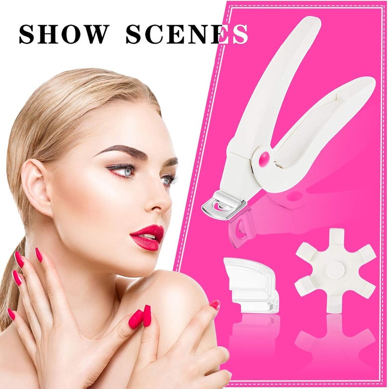 KASTWAVE 2Pcs Acrylic Nail Clipper Stainless Steel Nail Tip Cutter Gel False Nail Trimmer Fake Nail Clipper Adjustable Nail Cuticle Edge Trimmer Nail Art Manicure Tools (White) - Image 4
