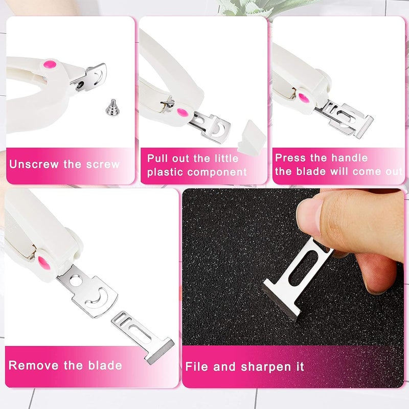 KASTWAVE 2Pcs Acrylic Nail Clipper Stainless Steel Nail Tip Cutter Gel False Nail Trimmer Fake Nail Clipper Adjustable Nail Cuticle Edge Trimmer Nail Art Manicure Tools (White) - Image 5