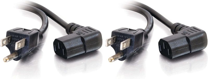 C2G Legrand Universal 90 Degree Right Angle Power Cord - 10 Foot Black, 2 Pack - Image 1