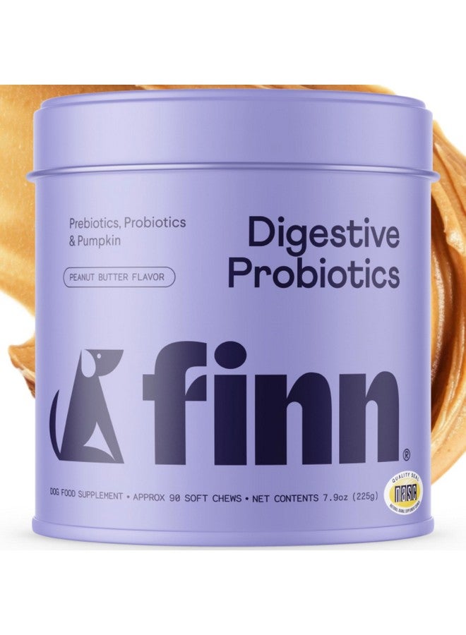 فين بروبيوتيك فين الهضمي للكلاب - دعم كامل للجهاز الهضمي مع اليقطين والبريبايوتيك والبروبيوتيك الحي - موصى به من قبل الأطباء البيطريين ومصنوع في الولايات المتحدة الأمريكية - 90 علكة ناعمة (زبدة الفول السوداني) - Image 1