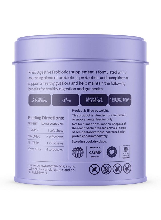 فين بروبيوتيك فين الهضمي للكلاب - دعم كامل للجهاز الهضمي مع اليقطين والبريبايوتيك والبروبيوتيك الحي - موصى به من قبل الأطباء البيطريين ومصنوع في الولايات المتحدة الأمريكية - 90 علكة ناعمة (زبدة الفول السوداني) - Image 5