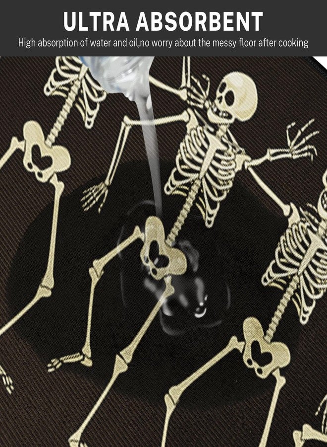 ArtSocket Halloween Kitchen Rugs and Mats Non Skid Washable Set of 2, Halloween Runner Rug, Fun Skeletons Body Skull Floor Mat Under Sink Mat Throw Rug for Kitchen - Image 4