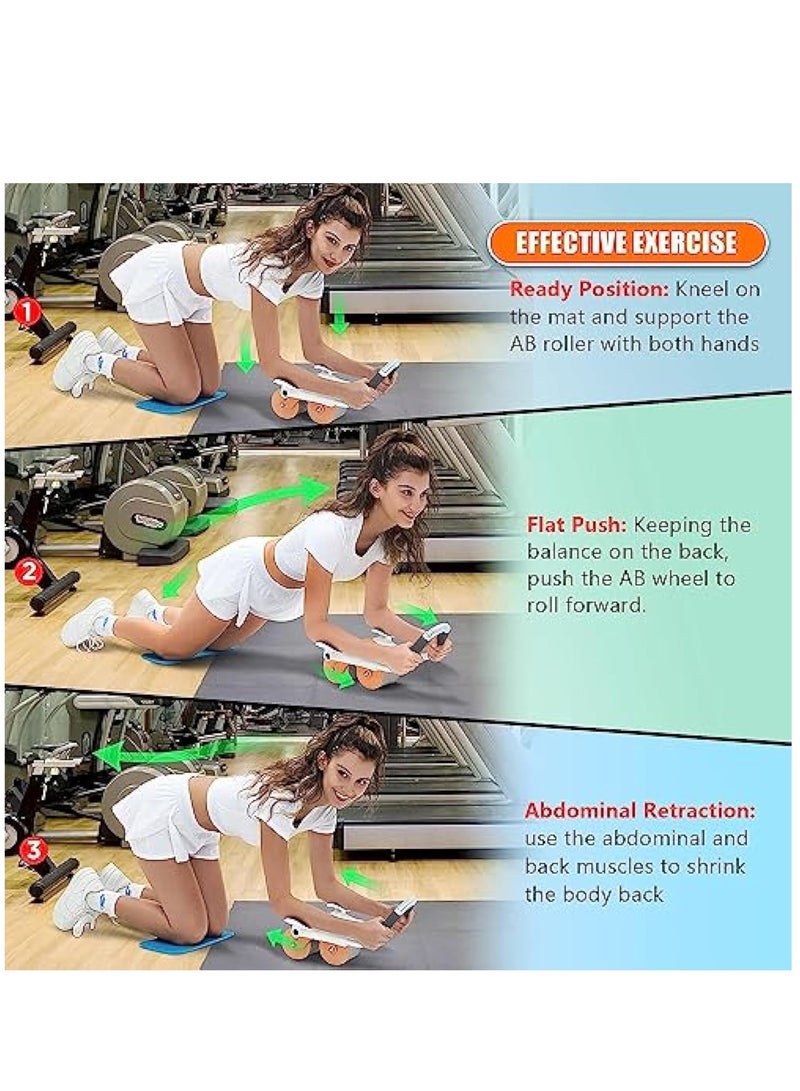 Arabest عجلة تمارين البطن، معدات تمارين البطن، عجلة البطن لتمارين القوة، دعم الكوع مع ارتداد تلقائي، جهاز تمارين البطن للياقة البدنية في المنزل مع وسادة للركبة ومؤقت للرجال والنساء - Image 4