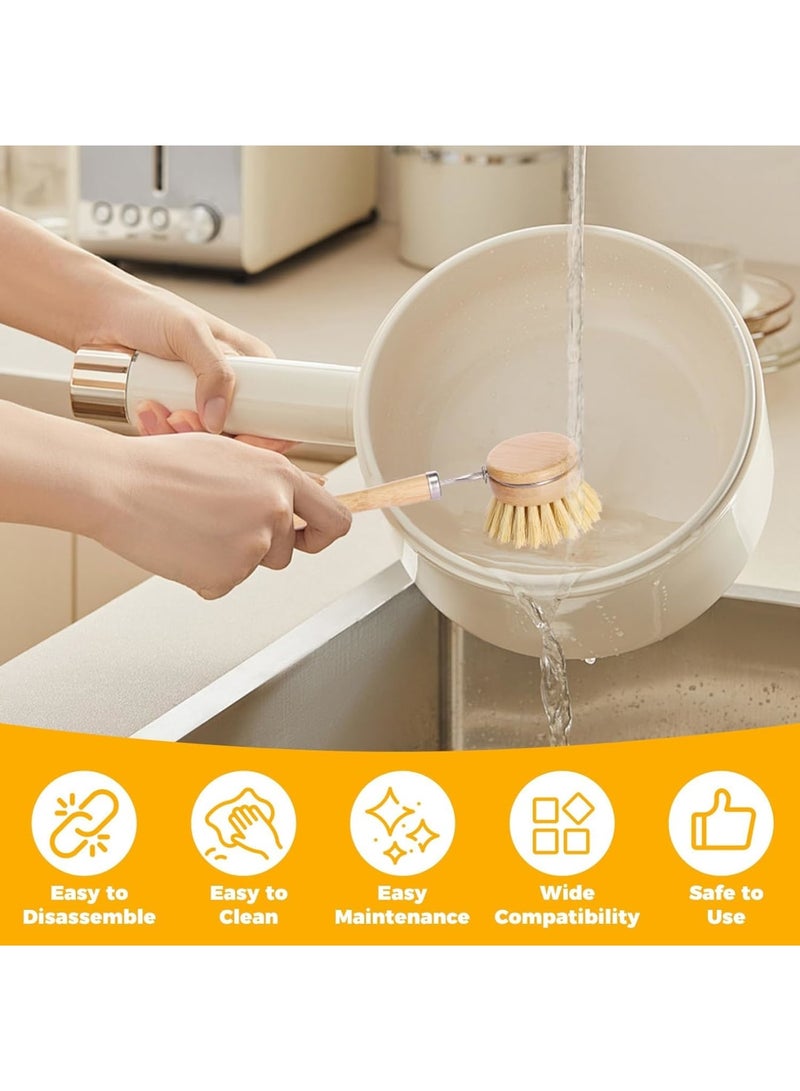 SYOSI Bamboo Dish Brush Set, 5 Pcs Ergonomic Kitchen Cleaning Brushes for Pots Pans Dishes, Durable Multifunctional Dish Washing Brushes for Home Kitchen Use - Image 4