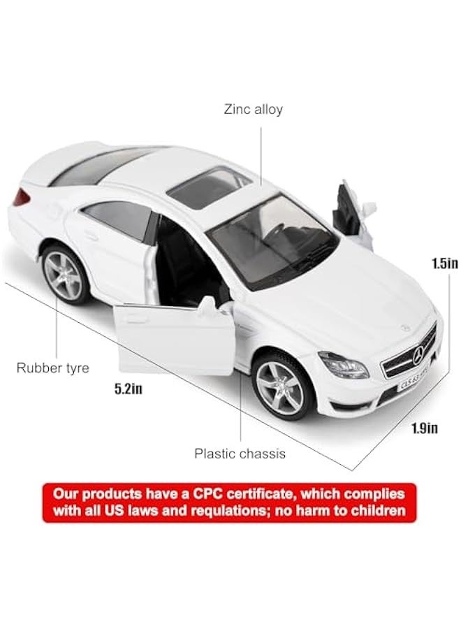 1/36 Mercedes-Benz CLS 63 AMG Alloy Model Car with Pull Back Function Toy Car for Collecting and Decorating Model Toys, Car Gifts for Boys and Girls (White) - Image 3