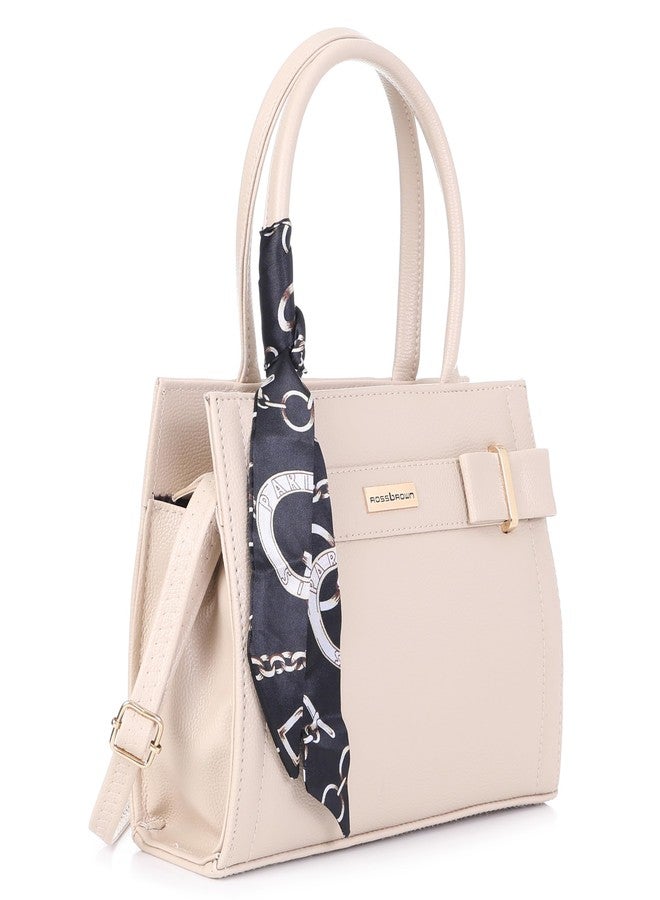 ROSS BROWN Women's Mono Solid Satchel Bag for Women | Satchel Handbag for Women | Ladies purse | Stylish Shoulder Bag | Handbag for women (Beige) - Image 1