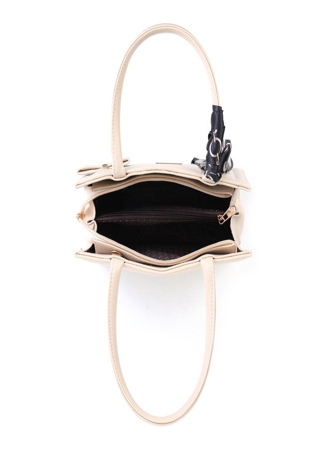 ROSS BROWN Women's Mono Solid Satchel Bag for Women | Satchel Handbag for Women | Ladies purse | Stylish Shoulder Bag | Handbag for women (Beige) - Image 2