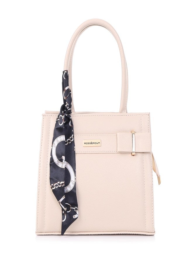 ROSS BROWN Women's Mono Solid Satchel Bag for Women | Satchel Handbag for Women | Ladies purse | Stylish Shoulder Bag | Handbag for women (Beige) - Image 4