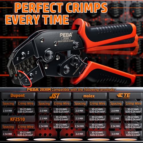 PEBA Crimping Tool and Dupont Connector Kit - 28 Types of Dupont 2.54 mm Connectors & Crimp Pins, 2.0 mm JST-PH & 2.5mm JST-XH Housings and Contacts, for DIY Electronics - Suitable for AWG 32-20 Wires - Image 3