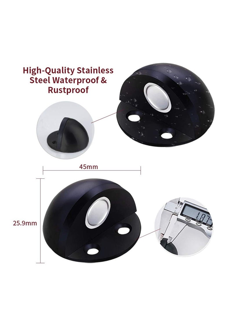 Generic Magnetic Door Stops - Heavy Duty Floor Mounted Self-Adhesive Stainless Steel Door Holder with Soft Close Feature, Black Rubber, 2 Pack  - Image 3