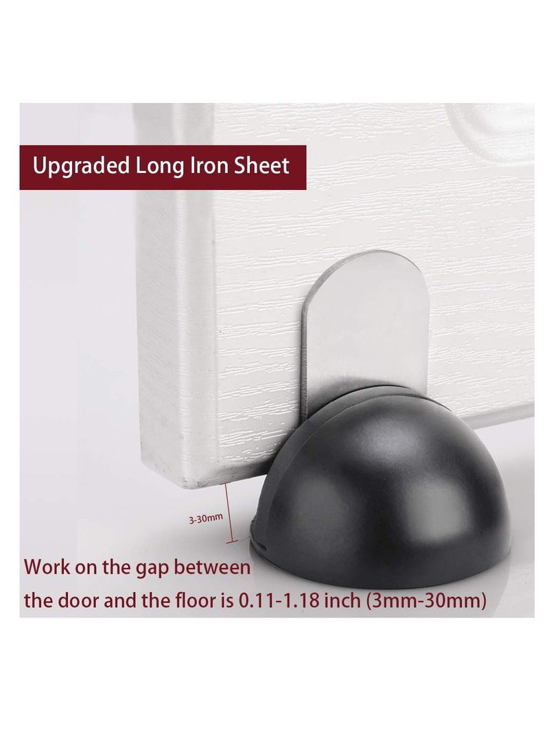 Generic Magnetic Door Stops - Heavy Duty Floor Mounted Self-Adhesive Stainless Steel Door Holder with Soft Close Feature, Black Rubber, 2 Pack  - Image 2