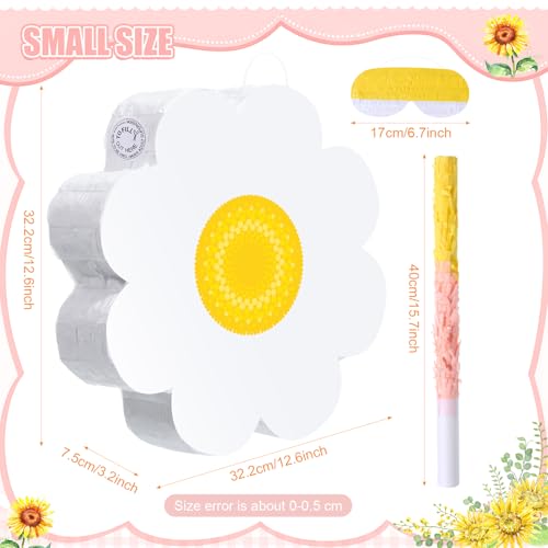 Aoriher Daisy Flower Piata Set Include Bat Blindfold Confetti Tassel Flower Piata Daisy Hippie Boho Piata for Birthday Baby Shower Gender Reveal Wedding Floral Party Supplies Floral - Image 5