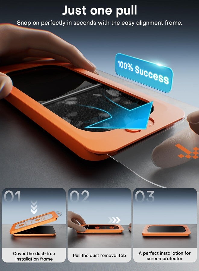 Omoton حامي شاشة الخصوصية OMOTON 360° لجهاز iPhone 17 Pro Max [مضاد للتجسس 4 طرق]، زجاج مقسى TOP بصلابة 9H+ ودرجة عسكرية 12FT مقاوم للكسر، درع خصوصية كامل، حماية تغطي كامل الشاشة، عبوة من 2 - Image 3