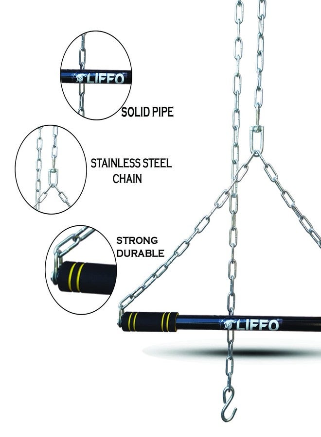 Liffo® Steel Pull Up Chin up Bar, Steel Chin Up, Sangal Rod with Chain Hanging Rod ChinUp Bar, Height Increaser and Pull Exercise with Heavy Duty Chain 6FT - Image 3