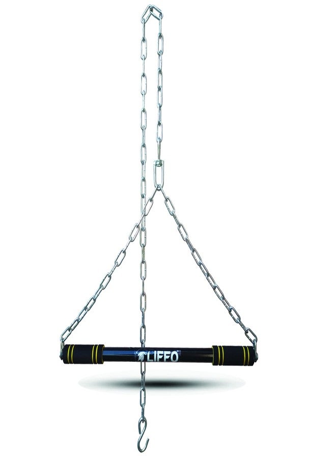 Liffo® Steel Pull Up Chin up Bar, Steel Chin Up, Sangal Rod with Chain Hanging Rod ChinUp Bar, Height Increaser and Pull Exercise with Heavy Duty Chain 6FT - Image 1