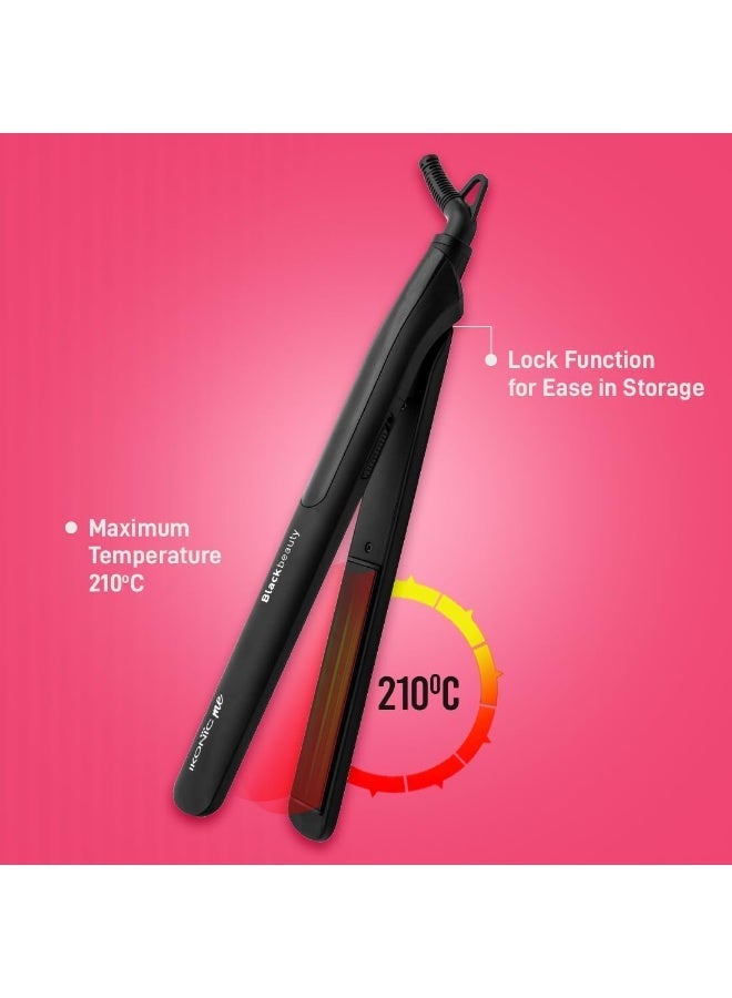 Ikonic Black Beauty Hair Straightener For Women, Ceramic Coated Floating Plates Handle Lock Feature Instant Heat Up Techonoly, Super Slim and Light Weight, Travel Friendly Sutiable for All Hair Types - Image 5