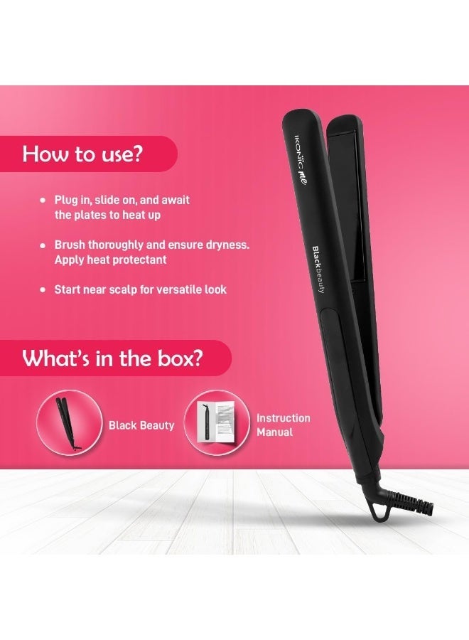 Ikonic Black Beauty Hair Straightener For Women, Ceramic Coated Floating Plates Handle Lock Feature Instant Heat Up Techonoly, Super Slim and Light Weight, Travel Friendly Sutiable for All Hair Types - Image 2