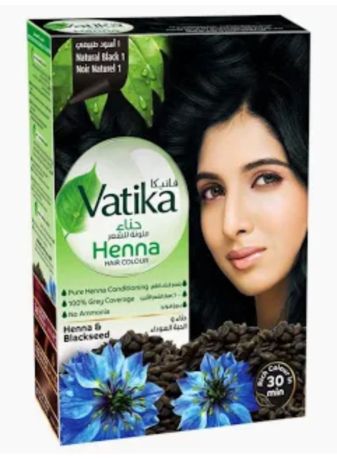 Vatika Henna Hair Colour (Natural Black 1) With Henna & Blackseed 60g - Image 1