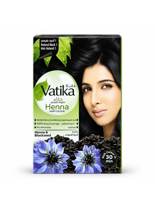 Vatika Henna Hair Colour (Natural Black 1) With Henna & Blackseed 60g - Image 1
