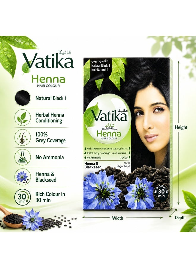 Vatika Henna Hair Colour (Natural Black 1) With Henna & Blackseed 60g - Image 2