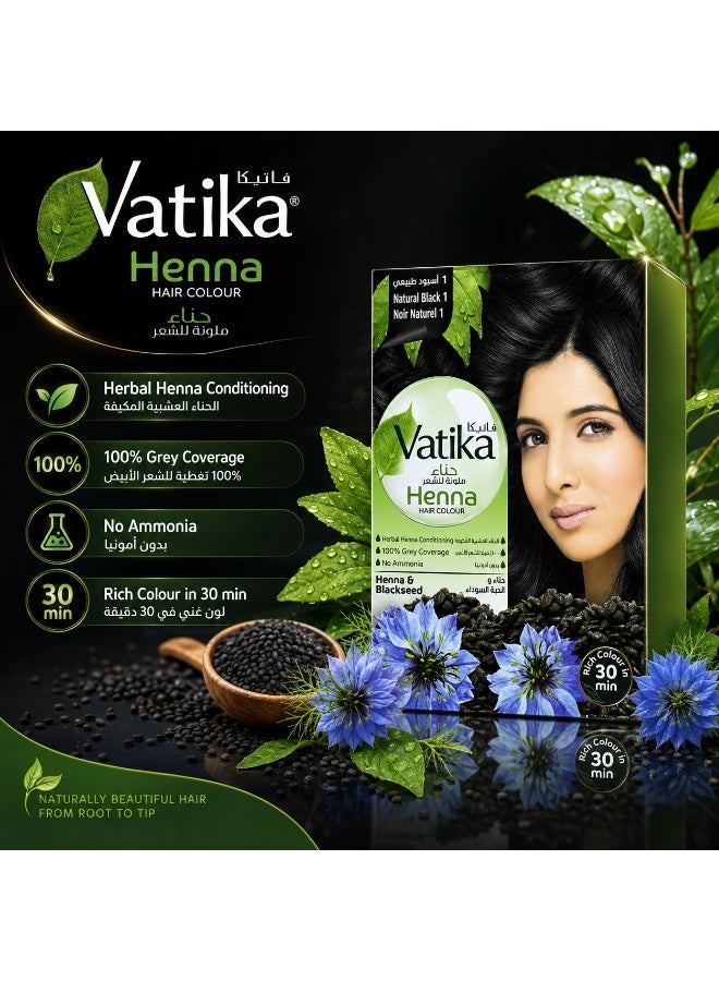 Vatika Henna Hair Colour (Natural Black 1) With Henna & Blackseed 60g - Image 3