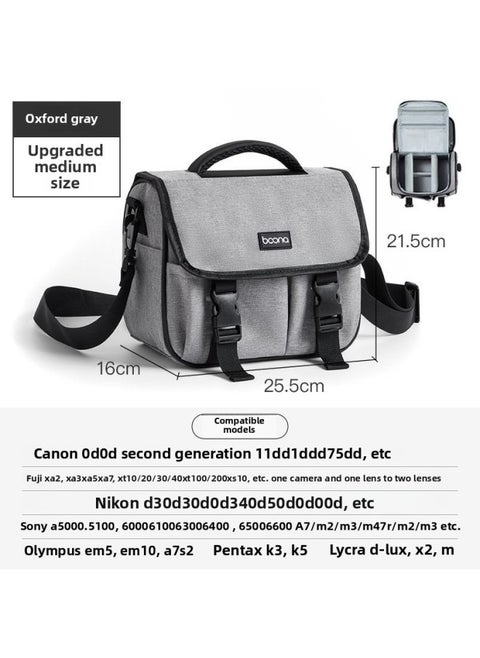 SLR Canon Digital Camera Bag Sony Micro Single Camera Bag Shoulder Crossbody Multi-function Camera Lens Bag EOS-Color:Camera Bag - Gray Medium