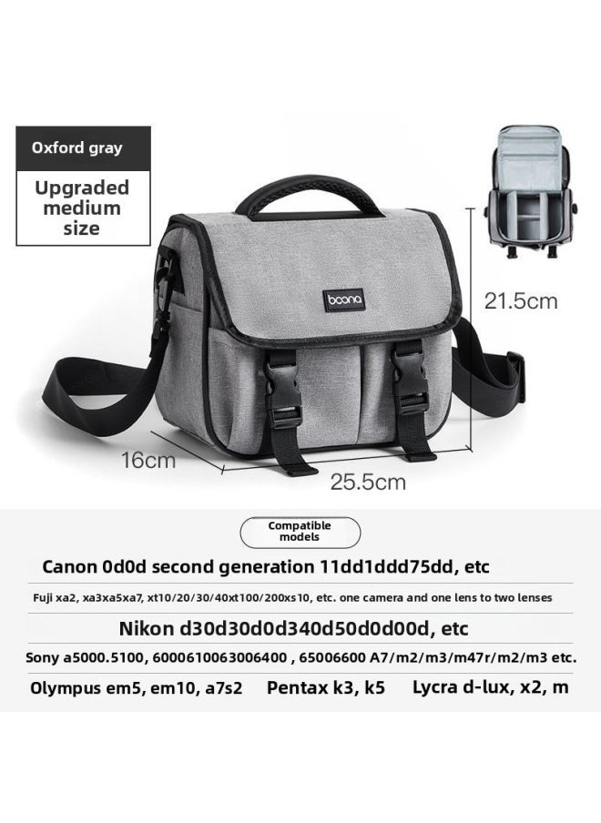 SLR Canon Digital Camera Bag Sony Micro Single Camera Bag Shoulder Crossbody Multi-function Camera Lens Bag EOS-Color:Camera Bag - Gray Medium  - Image 1