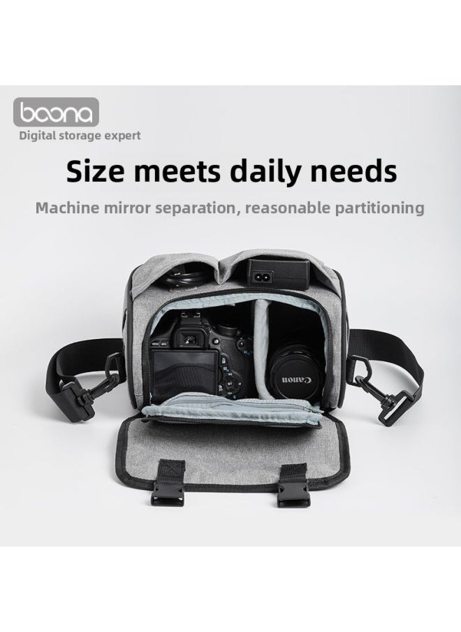 SLR Canon Digital Camera Bag Sony Micro Single Camera Bag Shoulder Crossbody Multi-function Camera Lens Bag EOS-Color:Camera Bag - Gray Medium  - Image 3