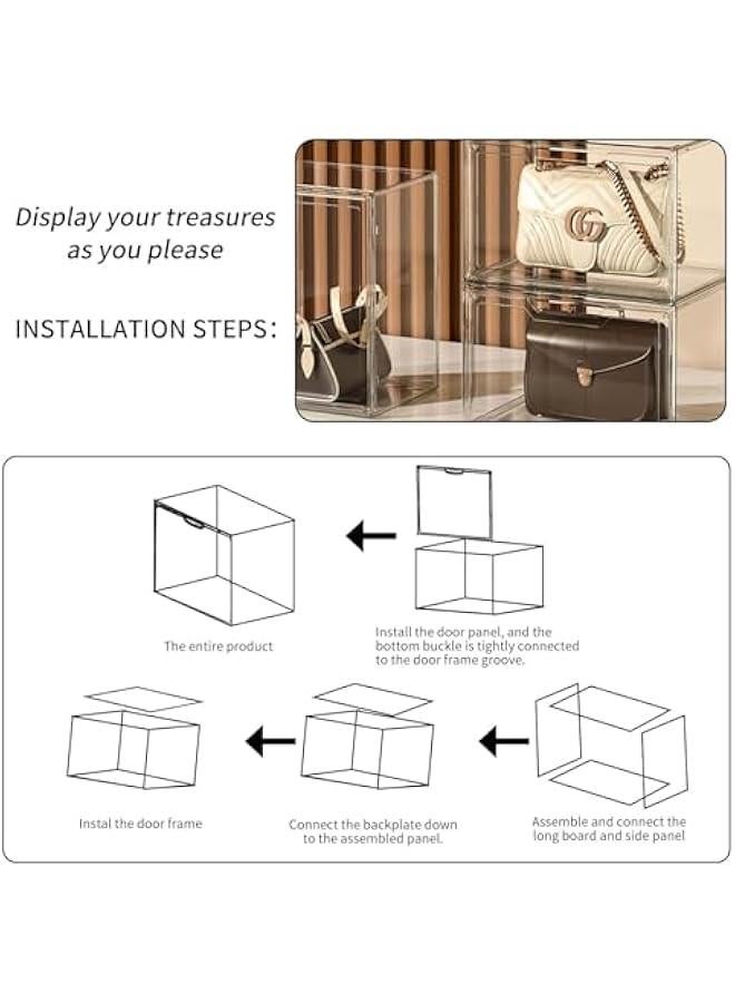Arabest Clear Acrylic Display Case with Magnetic Attraction Lid, Purse Storage Box with Magnetic Door, Plastic Storage Bins, Large Figures Collectibles Showcase, Shoe Box, Bag Organizer  - Image 4
