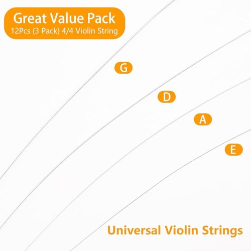 IMAGINEA Violin String 4/4 Violin String with Bow & Rosin | Full Set (G D A E) | Silver String Steel Core with Nickel-Plated Ball Head Replacement Strings for Violin | Musical Instrument Parts - Image 3