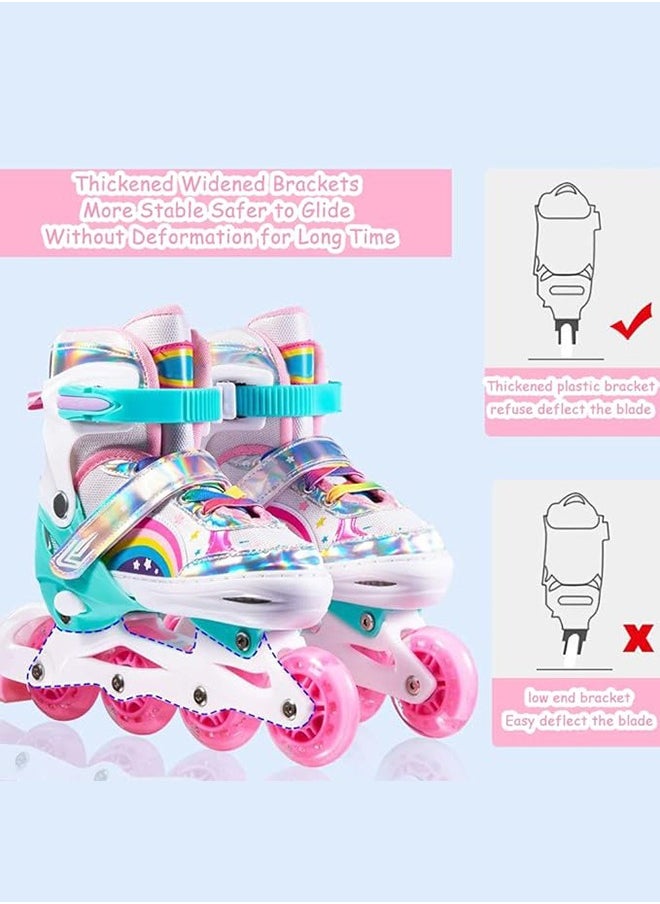 Garlo Rainbow Adjustable Inline Skates for Kids and Adults with Full Light Up Wheels Roller Blades, Outdoor Roller Skates for Girls and Boys, Men and Women  - Image 3