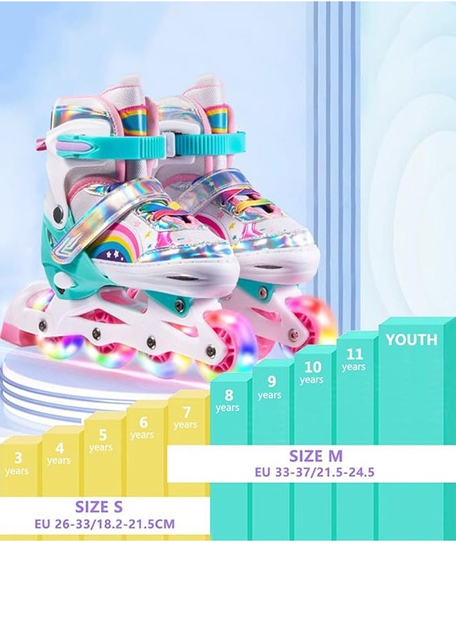 Garlo Rainbow Adjustable Inline Skates for Kids and Adults with Full Light Up Wheels Roller Blades, Outdoor Roller Skates for Girls and Boys, Men and Women  - Image 4