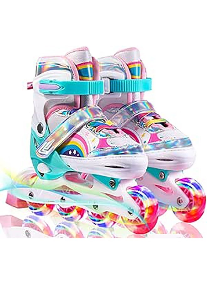 Garlo Rainbow Adjustable Inline Skates for Kids and Adults with Full Light Up Wheels Roller Blades, Outdoor Roller Skates for Girls and Boys, Men and Women  - Image 1