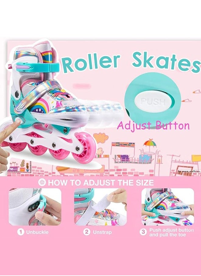 Garlo Rainbow Adjustable Inline Skates for Kids and Adults with Full Light Up Wheels Roller Blades, Outdoor Roller Skates for Girls and Boys, Men and Women  - Image 2