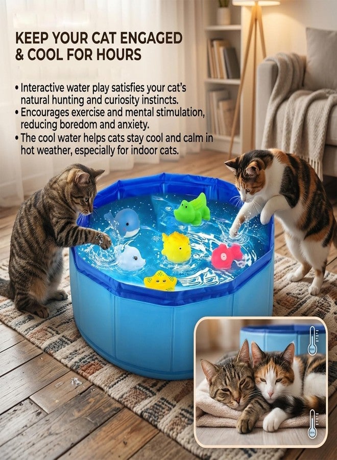 DYFCNP Cat Pool Toy with Fish-Water Cat Toys, Portable Cat Pool Toy for Indoor Cats & Outdoor Play, Perfect for Bored Kittens & Adult Cats, Summer Cooling & Enrichment (A) - Image 5