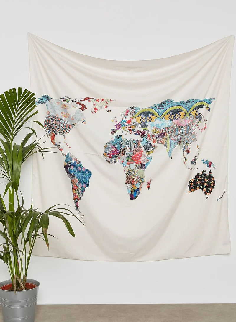 Noire Edit Patterned  Maps Tapestry