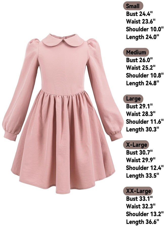 FCCAM FCCAM FCCAM Prairie Colonial Costume Girls Long Sleeves Pioneer Dresses for Girls American Pilgrim Costume M Age Over 4 Years Old Pink - Image 3