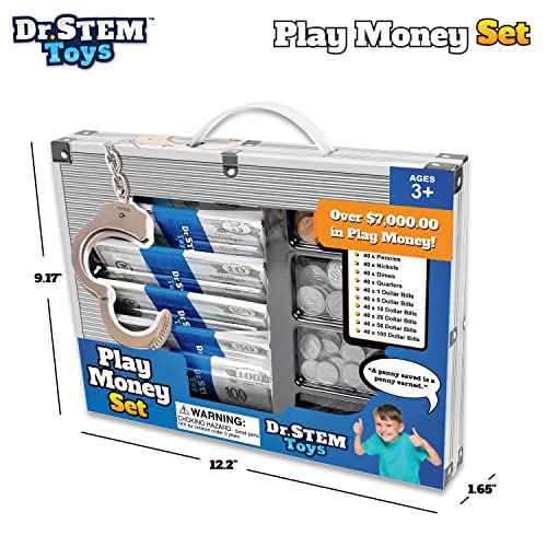 Dr. STEM Toys ألعاب دكتور ستيم للنقود للعب للأطفال مجموعة متينة في علبة تحتوي على 400 قطعة من النقود المزيفة الحقيقية والعملات المعدنية المزيفة للعب التخيلي تساعد الأطفال على تعلم المسؤولية المالية والمزيد - Image 5