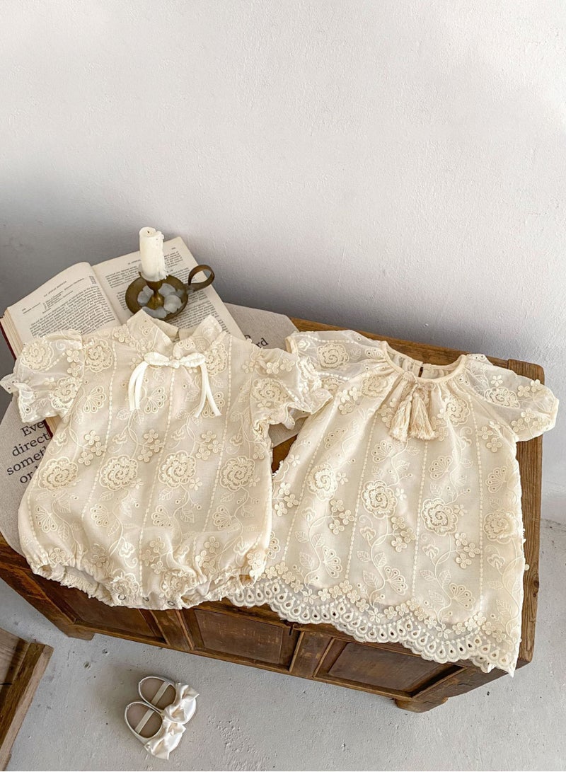 Bafanou Summer Baby Solid Dress Kids Girls Embroidered Cotton Clothing Floral Dress For 0-5Y Girls