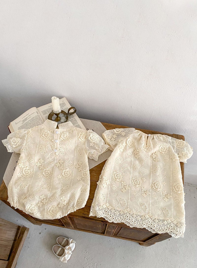 Bafanou Summer Baby Solid Dress Kids Girls Embroidered Cotton Clothing Floral Dress For 0-5Y Girls