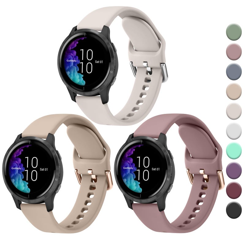 Meliya Silicone Bands Compatible with Garmin Venu 2 Plus Venu Sq Venu Vivoactive 3 Vivoactive 5 Watch Band 20mm Soft Silicone Sport Replacement Strap for Garmin Vivomove HR Forerunner 645 245 - Image 3