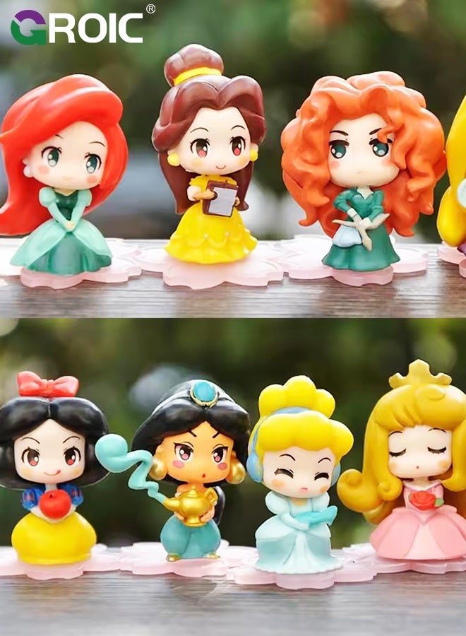 GROIC 9 Pcs Cute Princess Action Figure Set, Princess Doll Figurines for Cake Topper, Table, Themed Party Decoration, Birthday Gift, for Kids Girls - Image 2