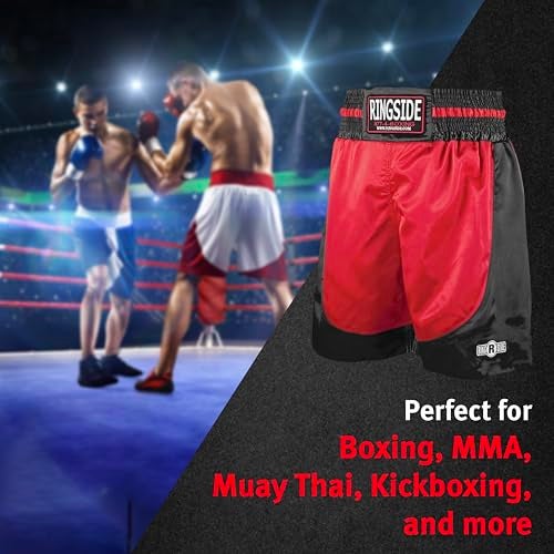 Ringside Pro-Style Boxing Trunks, Satin Boxing Shorts for Men and Women, Ideal for Boxing, MMA, Muay Thai, Red/Black, Youth Small - Image 5