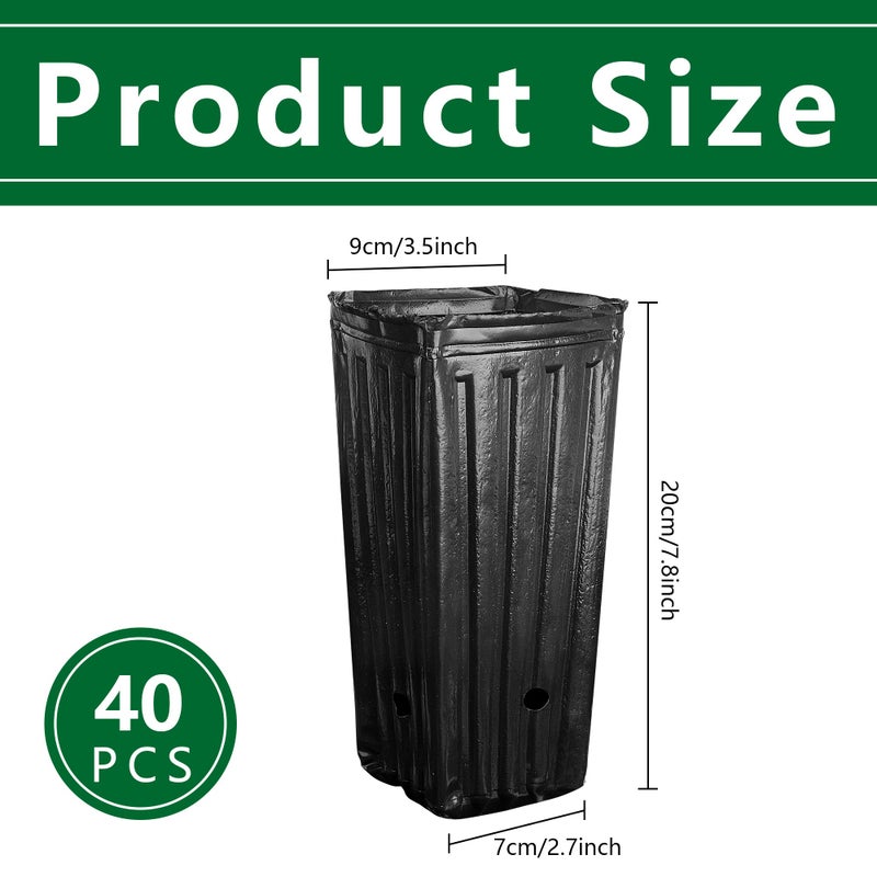 Iceyyyy 40Pcs Tall Tree Pots Plastic Deep Nursery Treepots 7.8"" Tall Seedling Flower Plant Container Pots For Indoor Outdoor Garden Plants (40Pcs) - Image 2